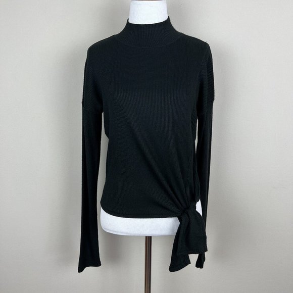 RAG & BONE Top Womens M The Rib Knit Side Tie Turtleneck Cropped Tee Long Sleeve - Picture 13 of 13